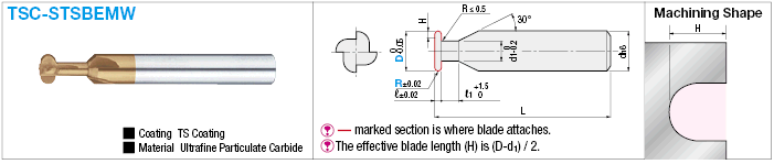 TS Coated Carbide T-Slot Cutter, 4-Flute, Ball:Related Image