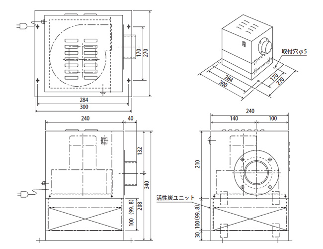 Fan Unit Dimensional Drawing (3-4060-01, 1-7625-01)